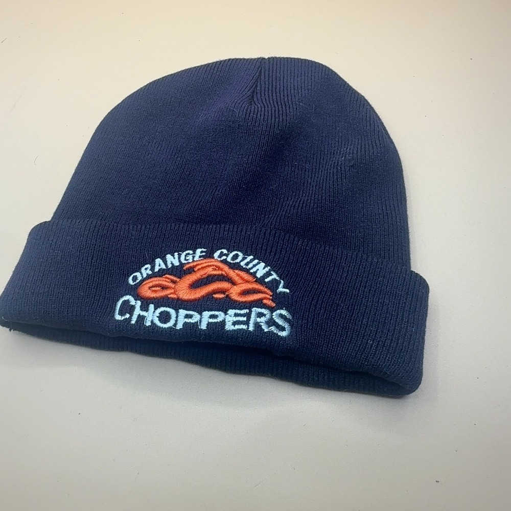 Orange County Choppers Beanie Hat Knit Cuffed Navy Blue One Size OCC